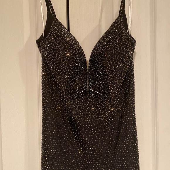Black prom dress with silver rhinestones - Picture 4 of 10